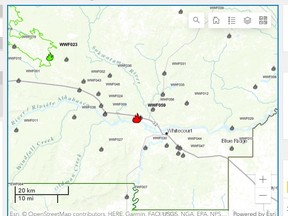 A 10-hectare wildfire northwest of Whitecourt is currently considered "out of control." It began Nov. 20.
