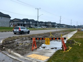 A Stratford mother has raised safety concerns after her kids' school bus stop was relocated farther away from their home to McCarthy Road and Bradshaw Drive (pictured) where the sidewalk is closed and not maintained by the city during the winter.