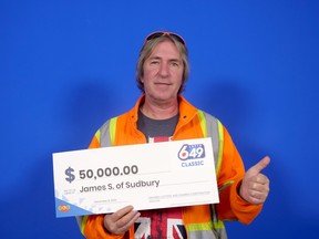 James Smith of Sudbury won a Lotto 6/49 prize worth $50,000 on Sept. 2, 2023.