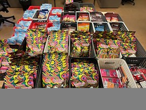Psychedelic mushroom products seized by the Kingston Police from the "Shroomyz" dispensary downtown on Dec. 12.