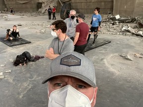 Steven McMichael, foreground, takes a selfie on the Polish set of Hunger Games: The Ballad of Songbirds and Snakes. Courtesy, Steven McMichael.
