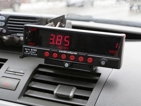 A taxi meter inside an Owen Sound taxi.