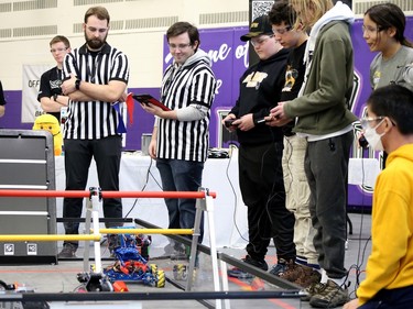 For the second consecutive year, Lo-Ellen Park Secondary School hosted the FIRST Robotics Tech Challenge qualifier in Sudbury, Ontario on Saturday, December 2, 2023. The full-day, tournament-style competition, presented by Raytheon Technologies, brought together 17 teams from across the province, including Sudbury, North Bay and the Greater Toronto area. There were eight teams from Lo-Ellen Park Secondary School, two from Lively District Secondary School and one from Confederation Secondary School. Students from the Manitoulin Secondary School robotics team volunteered at the event. Ben Leeson/The Sudbury Star/Postmedia Network