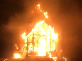 Barrhead's Glenreagh Church on Range Road 40 went up in flames on the night of Dec. 7. Barrhead United Church was burned the same night and RCMP suspect arson.