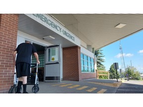 The entrance of the Dr. Everett Chalmers Regional Hospital Emergency Room is pictured.