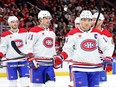 Nick Suzuki of the Montreal Canadiens looks on during an NHL game against the Chicago Blackhawks on December 22, 2023 in Chicago, Illinois. (Michael Reaves/Getty Images)