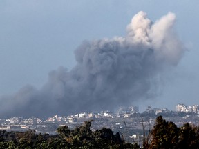 Smoke from bombardment over Gaza Strip