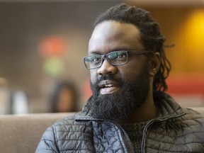 Moses Latigo Odida of London says he created an eight-part web series about Black caregivers in Canada to tell his own story as a caregiver to a young daughter with Down syndrome and to motivate other caregivers. Photograph taken on Tuesday, Jan. 23, 2024. (Mike Hensen/The London Free Press)