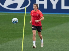 Canada's Jessie Fleming during a training session at the FIFA Women's World Cup in Melbourne, Australia, Sunday, July 30, 2023. (THE CANADIAN PRESS/Scott Barbour)
