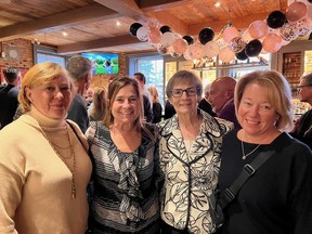 Sylvia McAllister was feted at the RIVA in Gananoque as a celebration of her retirement after 60 years with the Upper Canada District School Board. L-r, Kim Melvin-Long, former principal at Linklater; Jennifer McMaster, current Linklater principal; Sylvia McAllister, guest of honour; and Terri Nash, office administrator at Linklater. Supplied by Jennifer McMaster