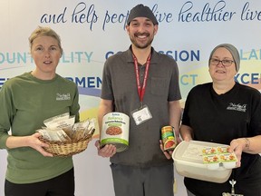 Norfolk General Hospital has partnered with Second Harvest to donate surplus food to area food banks. Hospital food service workers include, from left, Melissa Roloson, nutritional services aide; Brodie Vecero, nutritional services aide; and Bonnie Major, food service supervisor.