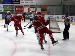 Travis Verbeek was excited to score the Whitecourt Wolverines' first goal of the Jan. 13 game against the Canmore Eagles. The Wolverines won 4-2.