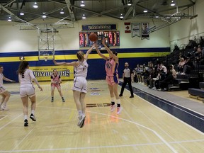 Laurentian's Megan Axiak shoots from the three-point line.