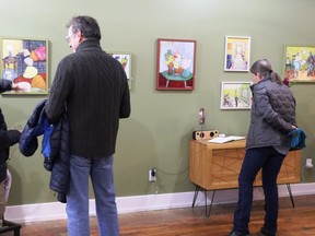 About 80 people came over the course of the evening to admire and purchase pieces from the ÒInto the InteriorÓ show currently on at the OÕConnor Gallery in Gananoque. The show runs until March 3. Lorraine Payette/for Postmedia Network