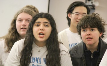 Korah Collegiate and Vocational School production of Mamma Mia! perform for Algoma District School Board trustees on Tuesday, Feb. 6, 2024 in Sault Ste. Marie, Ont. (BRIAN KELLY/THE SAULT STAR/POSTMEDIA NETWORK)
