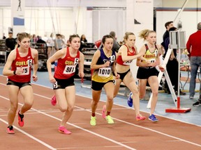 Angela Mozzon (1010) competes for Laurentian in the 3,000 metres at the 2024 York Open.
