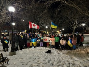 Members of the Miramichi Supports Ukraine Committee hosted a community vigil Feb. 24 at Queen Elizabeth Park to mark the two-year anniversary of Russia's invasion of Ukraine.