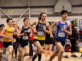 Laurentian University's Keon Wallingford (3) competes in the 3,000 metres at the OUA championships in Windsor.