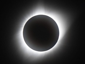 The totality of the Great American Eclipse on Aug. 21, 2017, is shown at Casper Collage, Wyo. The total eclipse lasted two minutes and 30 seconds.