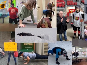 Photo collage of the Push-Up Challenge. (Canadian Mental Health Association Grey-Bruce)