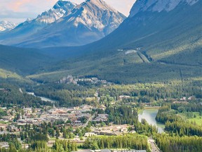 The Town of Banff, a mountain resort in Alberta, Canada.