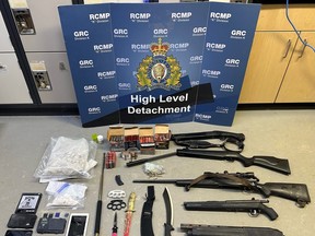 Items seized by High Level RCMP on Feb. 2, 2024.
