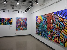 Paintings on gallery wall