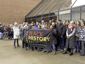There was a strong turnout for a flag raising at the Civic Center in Chatham on Thursday for a flag raising to mark the beginning of Black History Month.  (Handout)