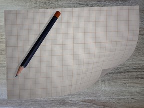 Stock photo of pencil and graph paper