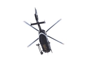 An OPP helicopter conducts a search of the Whitefish area for missing Ward 2 Coun. Michael Vagnini on Friday February 2, 2024.