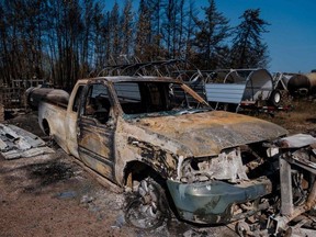 A property in Enterprise, N.W.T, destroyed by wildfires is shown on Aug. 20, 2023. (ANDREJ IVANOV/AFP via Getty Images)