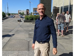 David West outside the Moncton courthouse in June 2022.