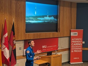 Canadian Space Agency astronaut Joshua Kutryk speaks about his upcoming trip to space at the University of New Brunswick.