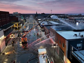 Drone pics of North Bay downtown fire