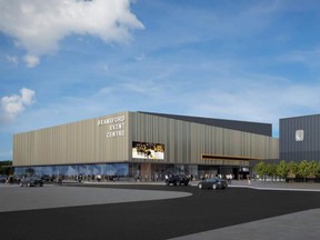 Outside the proposed new sports and entertainment centre. Photo: City of Brantford.