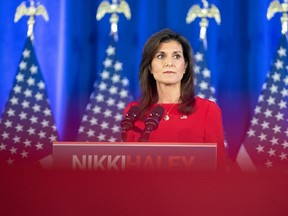 Nikki Haley announces the suspension of her presidential campaign at her campaign headquarters on March 06, 2024 in Daniel Island, South Carolina.