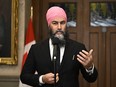NDP Leader Jagmeet Singh speaks about former prime minister Brian Mulroney, who died Thursday at the age of 84, in the Foyer of the House of Commons on Parliament Hill in Ottawa, on Friday, March 1, 2024.