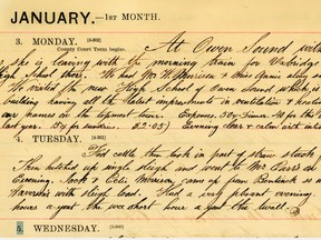 A page from the diary of James Bremner, a young Sullivan Township farmer, part of the Rural Diary Archive which will be the subject of a talk at Bruce County Museum April 6, 2024. (Supplied)