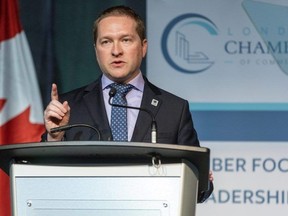 Mayor Josh Morgan speaks to 1,200 people gathered at RBC Place convention centre for the annual state of the city address on Thursday, Jan. 25, 2024. (Derek Ruttan/The London Free Press)