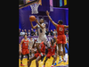 Noah Otshudi of the Western Mustangs lays up two points during their university basketball game against the Brock Badgers at Alumni Hall in London on Wednesday February 28, 2024. Derek Ruttan/The London Free Press