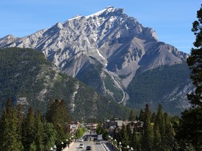 Banff Avenue and Cascade Mountain are see in this June 2019 file photo.