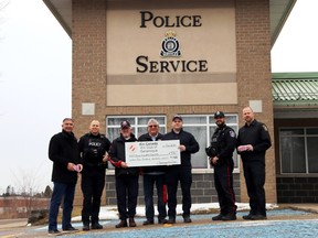 The Gananoque Kinn Club celebrated Kin KINdness Day by presenting a cheque in the amount of $400 to Gananoque Police Service, Fire Service, EMS and Carveth Care in appreciation for their good works in the community. Also presented to each group were ten $10 gift cards to be handed out to others at their discretion. Lorraine Payette/for Postmedia Network