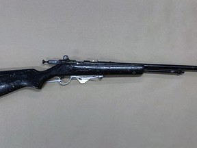 Investigators seized this .22 calibre rifle after a shooting near Entwistle and Evansburg on Aug. 30, 2020. On Monday, the Alberta Serious Incident Response Team concluded RCMP officers acted reasonably in the incident, which resulted in the death of the suspect.