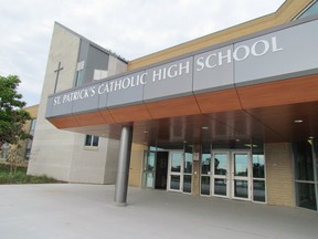 St. Patrick's Catholic high school in Sarnia is shown in this file photo. Work to address a growing student population at the school is one of several capital project approved this week by the St. Clair Catholic District school board.