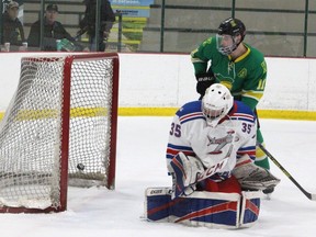 The Knights won 7-0 over the Stony Plain Flyers on Sunday. They also put up 56 shots on net. Lindsay Morey/News Staff