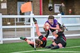 Owen Sound District's Bailey Button lunges for the try line during the Wolves' UK Rugby Tour earlier this month. Picture by Paul Rubery/Blowfish.Photo