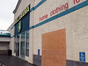 Whitecourt's Dollarama location was open on Thursday, despite the building having been hit by a vehicle on Wednesday morning. No one was injured.