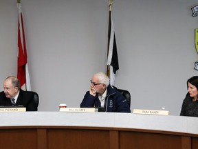 At Whitecourt council (l-r), Mayor Tom Pickard and councillors Bill McAree and Tara Baker discussed cleanup at the wastewater treatment plant. Council also reviewed the status of 2023 projects during its March 25 meeting.
