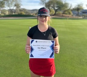 Shylee Kostiuk, first-place finisher in the Girl U13 Division of the Hurricane Junior Golf Tour, Jan. 27 to 28, 2024.