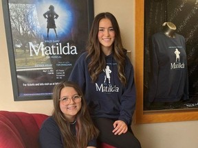 Shown from left are Matilda cast members Olivia Gregory, who plays Matilda, and Audrey O’Hara, who plays Miss Honey. Performances are scheduled from May 1 to 4 at the Ursuline College Chatham theatre. (Submitted)